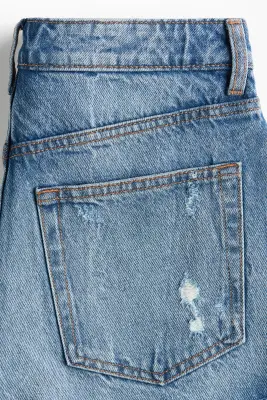 Short en denim à effet usé - Bleu denim clair — photo 4