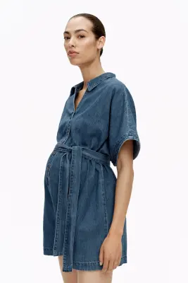 MAMA Combi-short en denim - Bleu denim — photo 3
