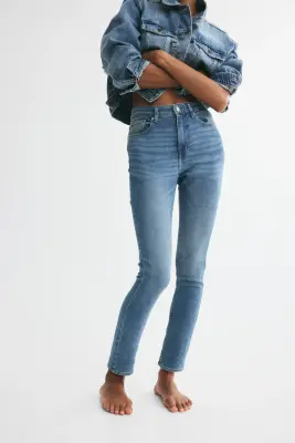 Skinny High Waist Jeans - Bleu denim — photo 1