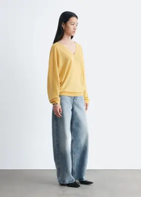 Pull oversize en laine mérinos - Jaune — photo 2