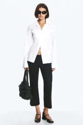 Chemise trapèze boutonnée à poignets évasés - Blanc — photo 2