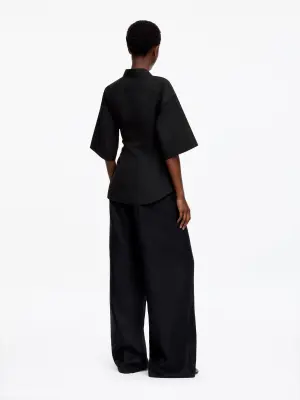 Chemise cache-cœur en coton - Noir — photo 2
