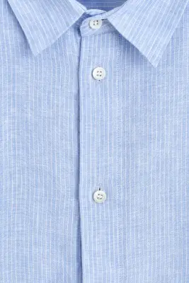CHEMISE DÉCONTRACTÉE EN LIN - BLEU CLAIR / RAYURES — photo 5