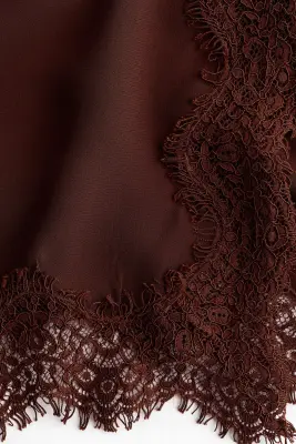 Top à bretelles fines avec dentelle - Marron foncé — photo 2