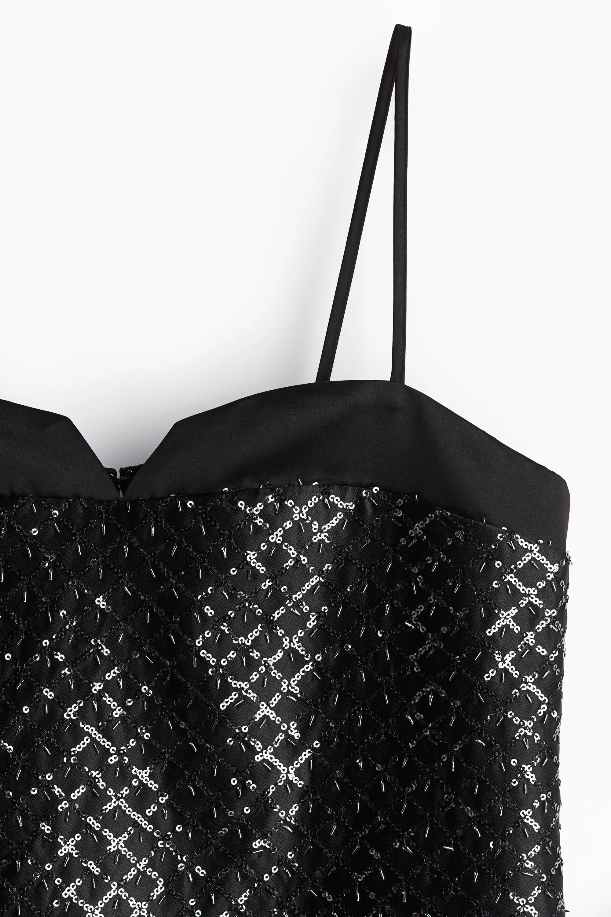 Robe ornementée à bretelles fines - Noir