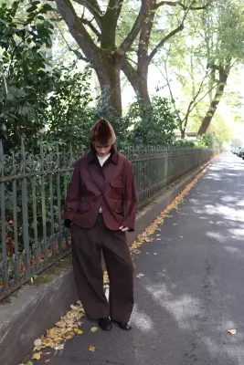 CAWLEY – BRITISH WAXED OILSKIN / 8-WALE CORD HUNTER JACKET – CHESTNUT/CHOCOLATE — photo 2