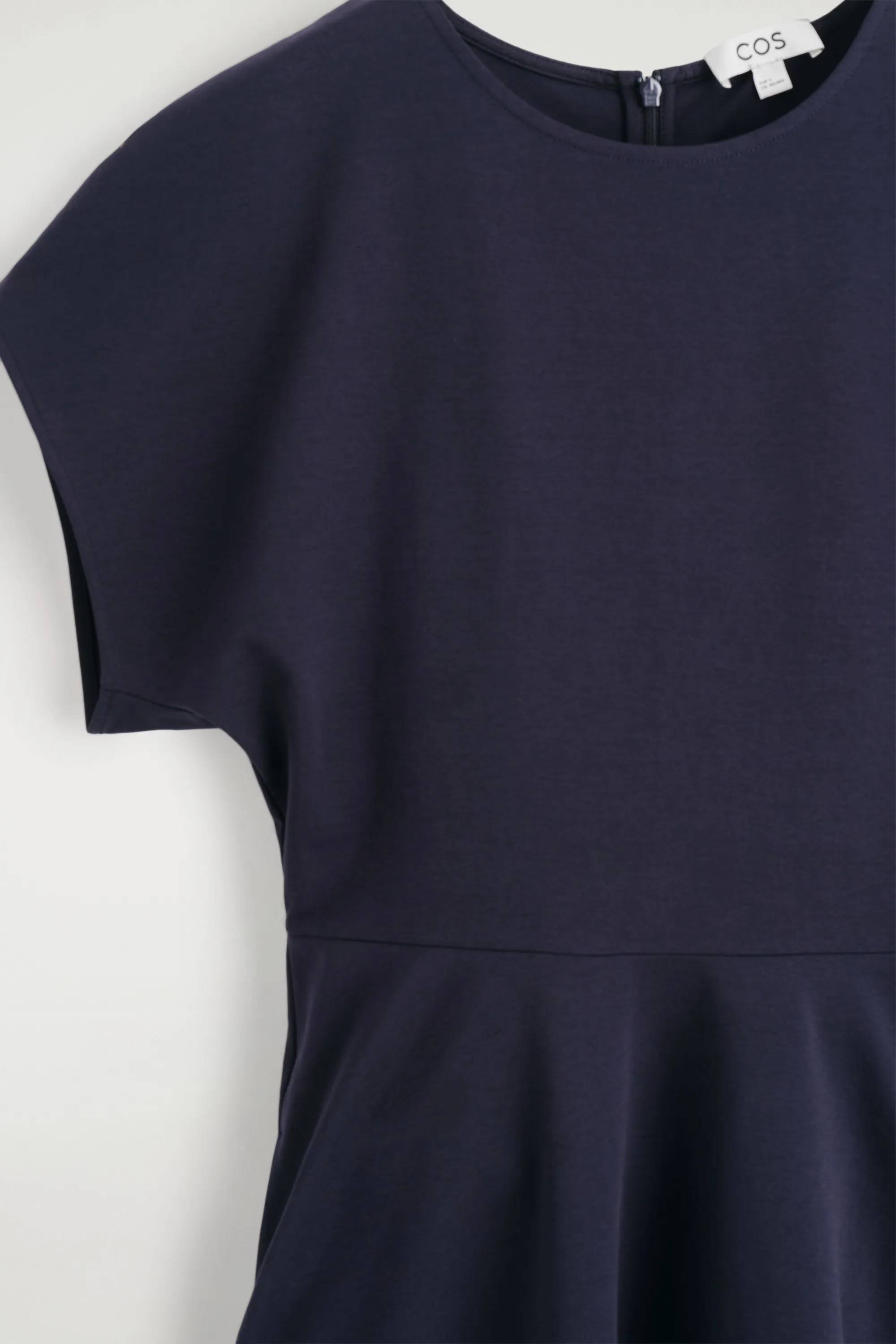 ROBE MIDI SCULPTÉE EN COTON - BLEU MARINE