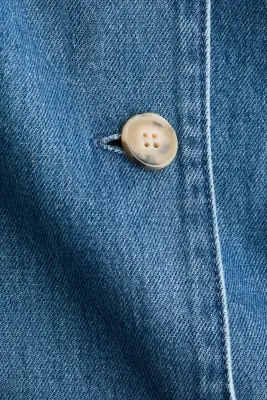 Veste à manches bouffantes en twill - Bleu denim — photo 5
