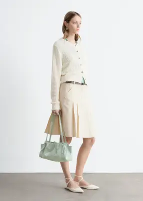 Cardigan en soie et coton - Beige clair — photo 4