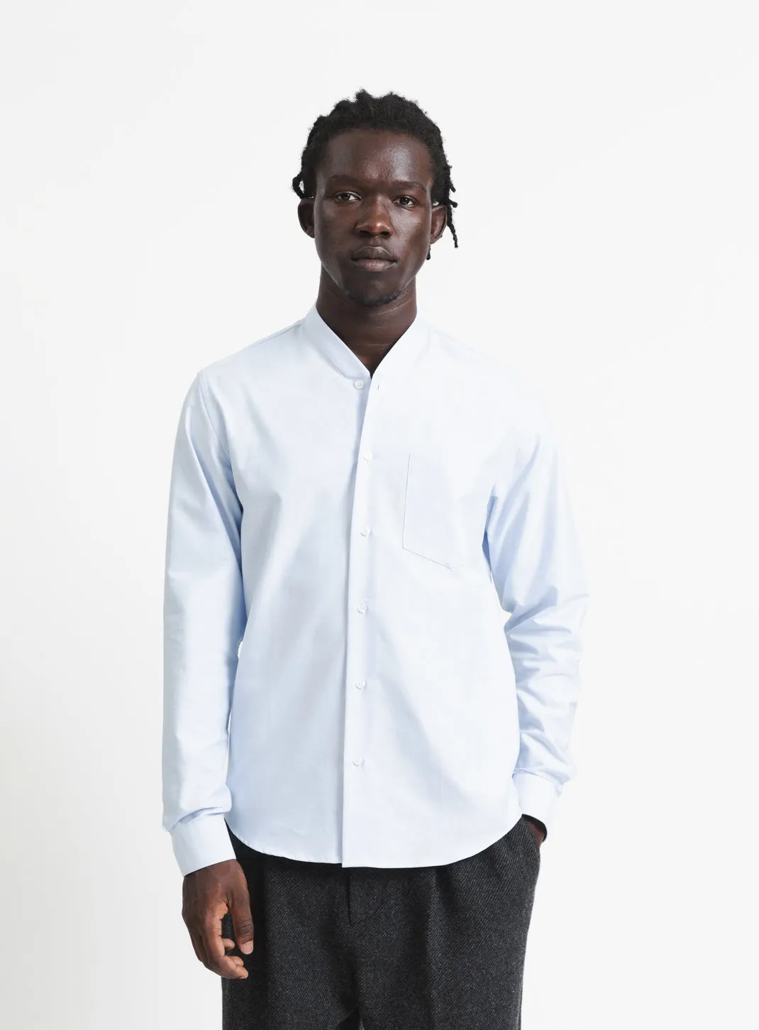 False Collar Shirt in Sky Blue Oxford