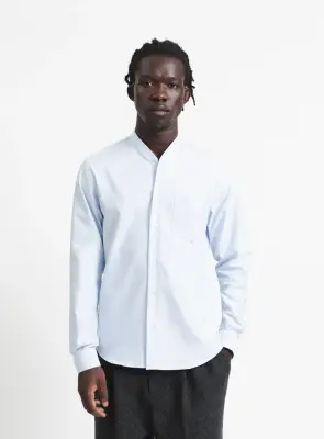 False Collar Shirt in Sky Blue Oxford