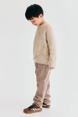 Pantalon en velours de coton côtelé - Taupe — photo 2