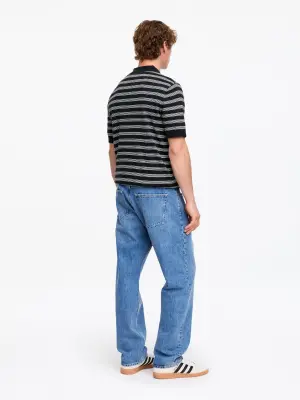 Polo en lin et coton - Bleu foncé — photo 2