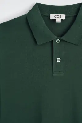 POLO EN COTON INTERLOCK - VERT FONCÉ — photo 5
