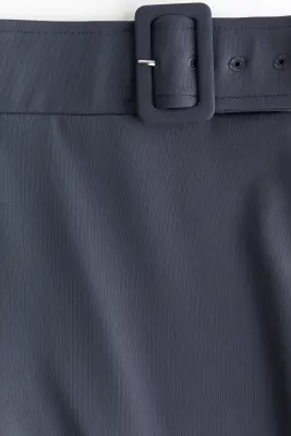 Pantalon en nylon avec détail de ceinture - Bleu foncé — photo 5