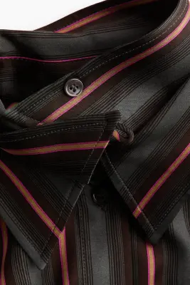 Chemise en satin à effet superposé - Gris foncé/rayé — photo 4