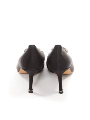 Escarpins HANGISI bijoux en satin noir Prix boutique 995€ Taille 36 — photo 5