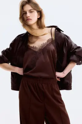 Pantalon avec plis - Marron — photo 1