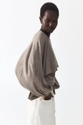 Top superposé en maille fine - Taupe — photo 3