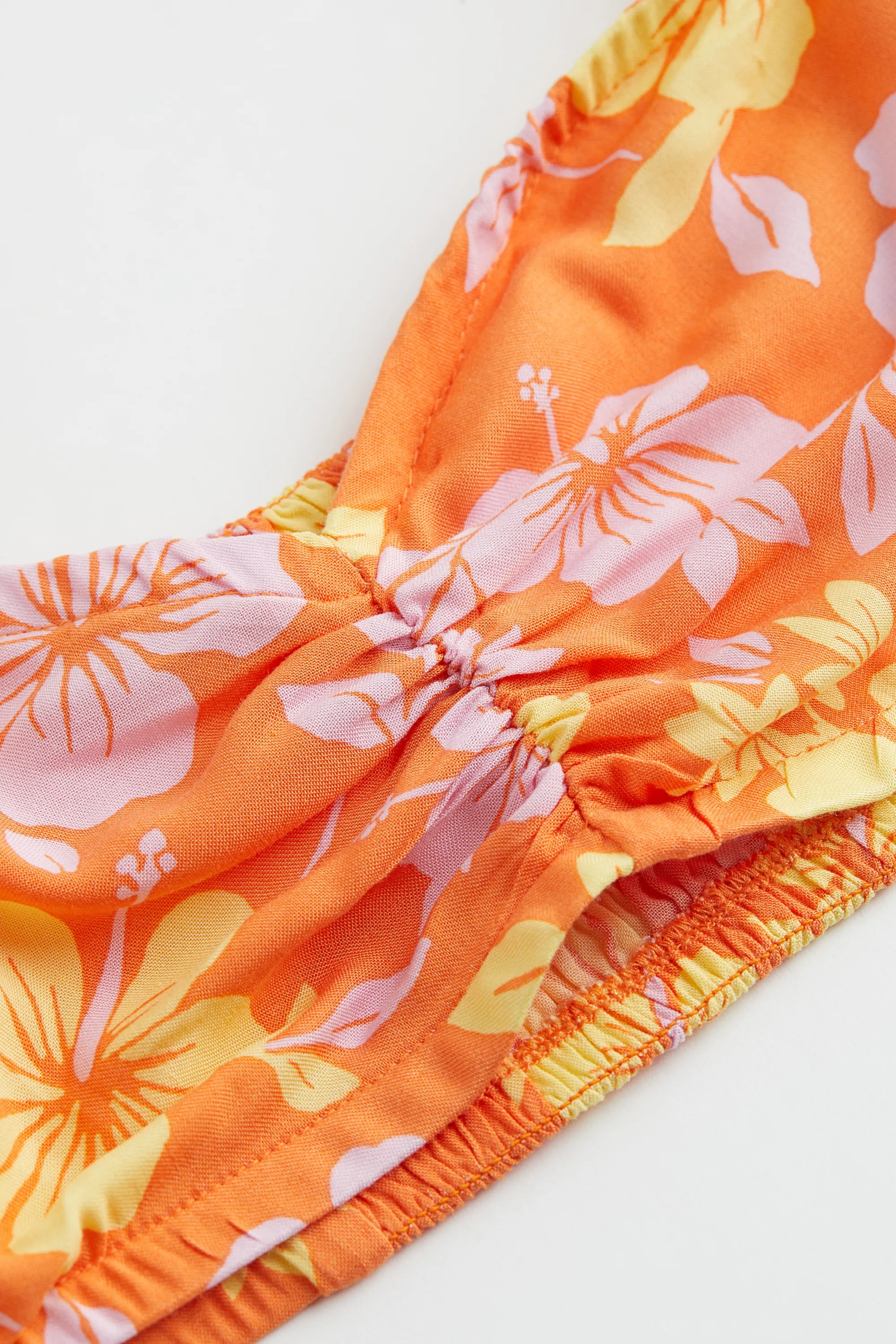 Crop top épaules nues - Orange/Tropical flowers