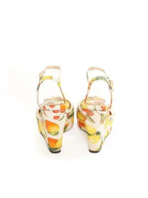 Sandales compensées à plateforme citron jaune, orange et cerise Prix boutique 575€ Taille 37 — photo 5