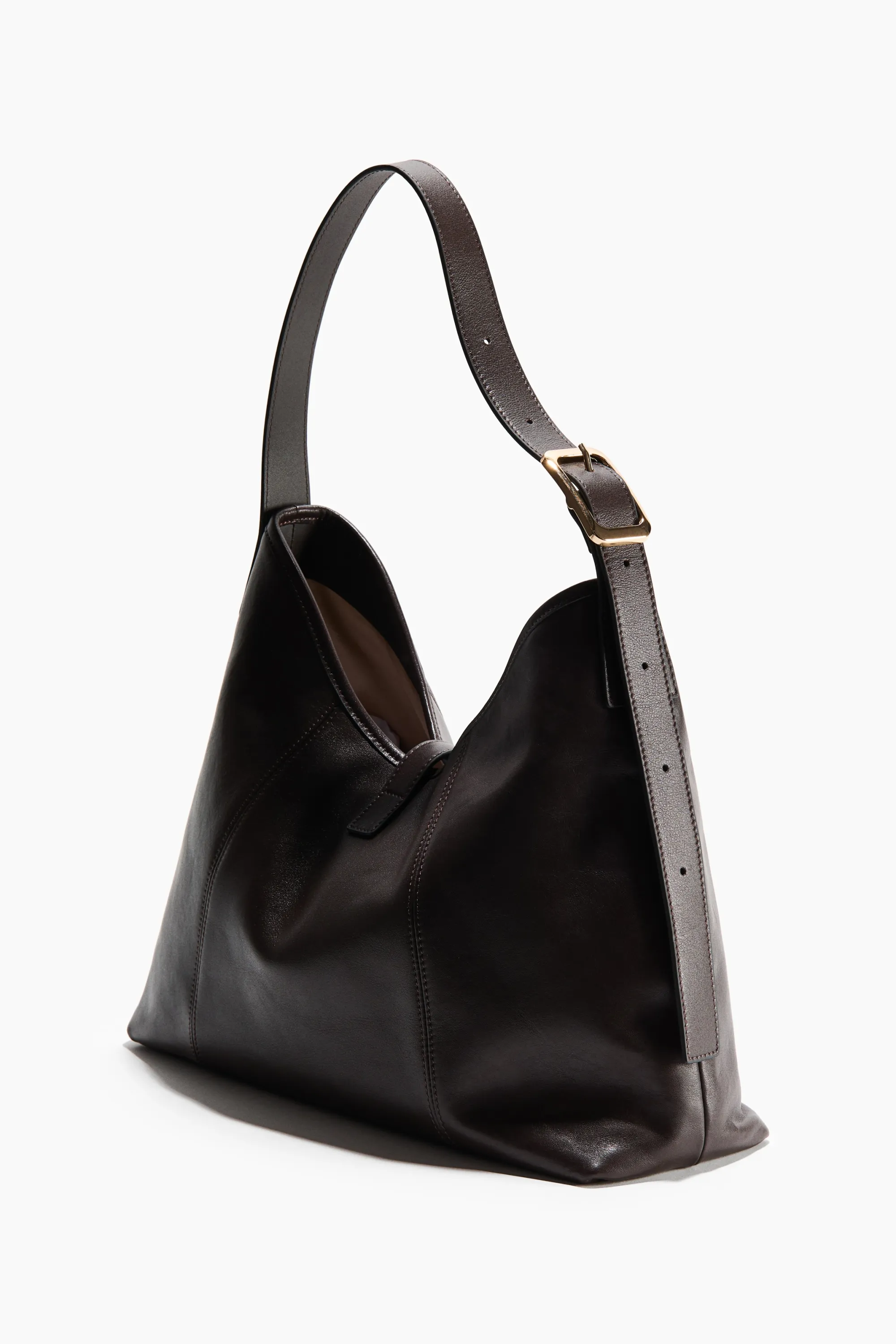 Sac porté épaule en cuir - Marron foncé