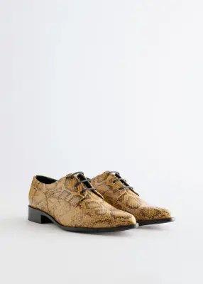 Chaussures derbies en cuir - Beige/Façon serpent — photo 2