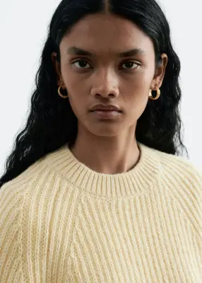 Pull en mélange de laine et de coton - Jaune beurre — photo 3