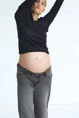 MAMA Wide Low Waist Jeans - Gris denim foncé — photo 1