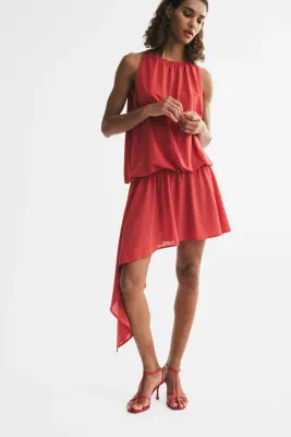 Robe asymétrique en jersey - Rouge — photo 2