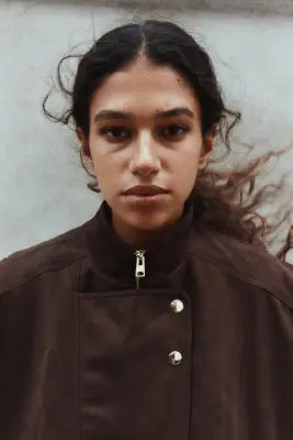 Veste oversize de style motard - Marron foncé — photo 2
