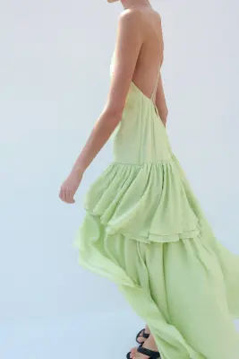 Robe asymétrique à étages - Vert clair — photo 2