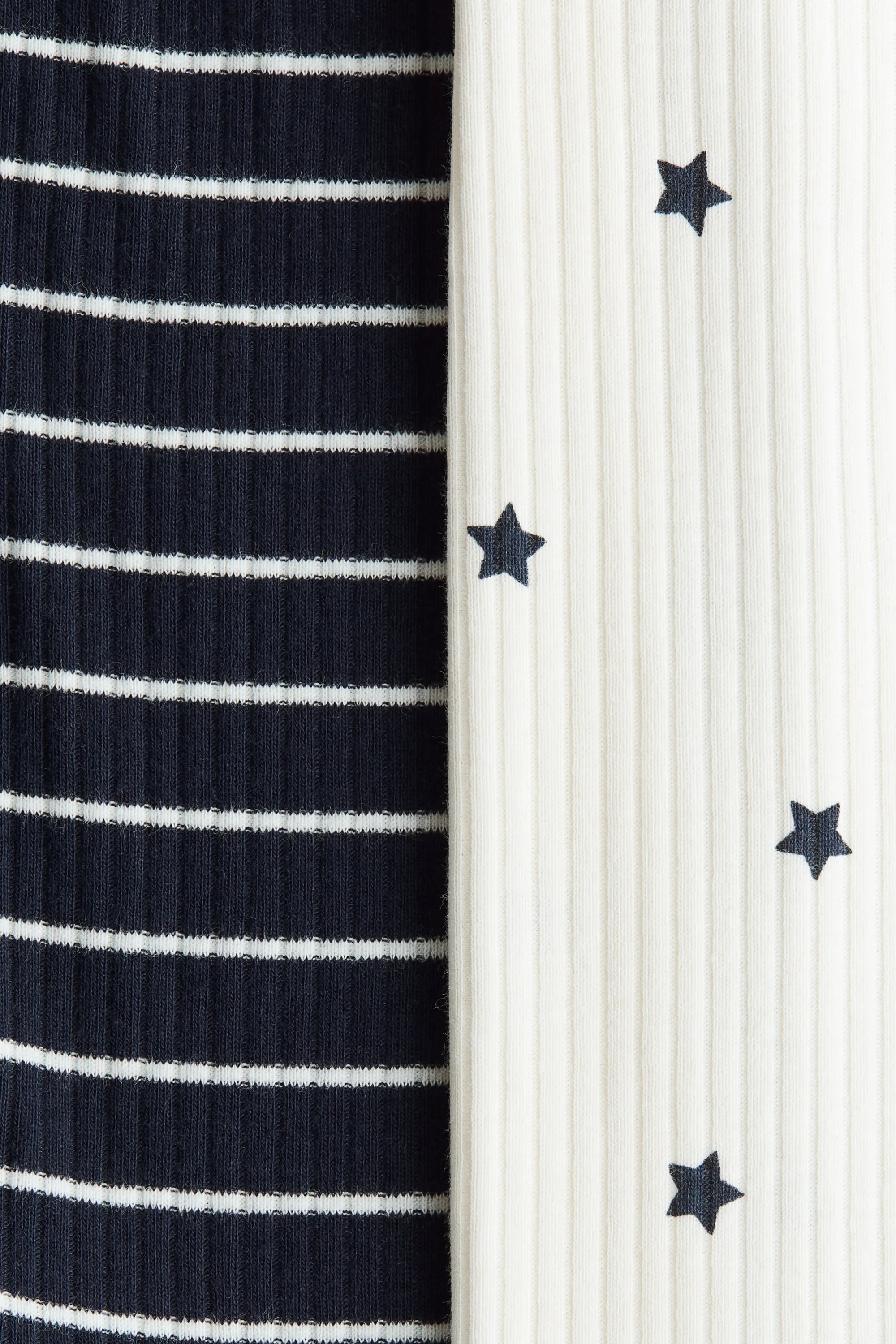 Lot de 2 pyjamas en coton - Bleu marine/rayures blanches