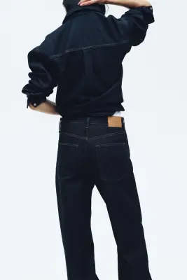 Wide High Waist Jeans - Bleu denim foncé — photo 2