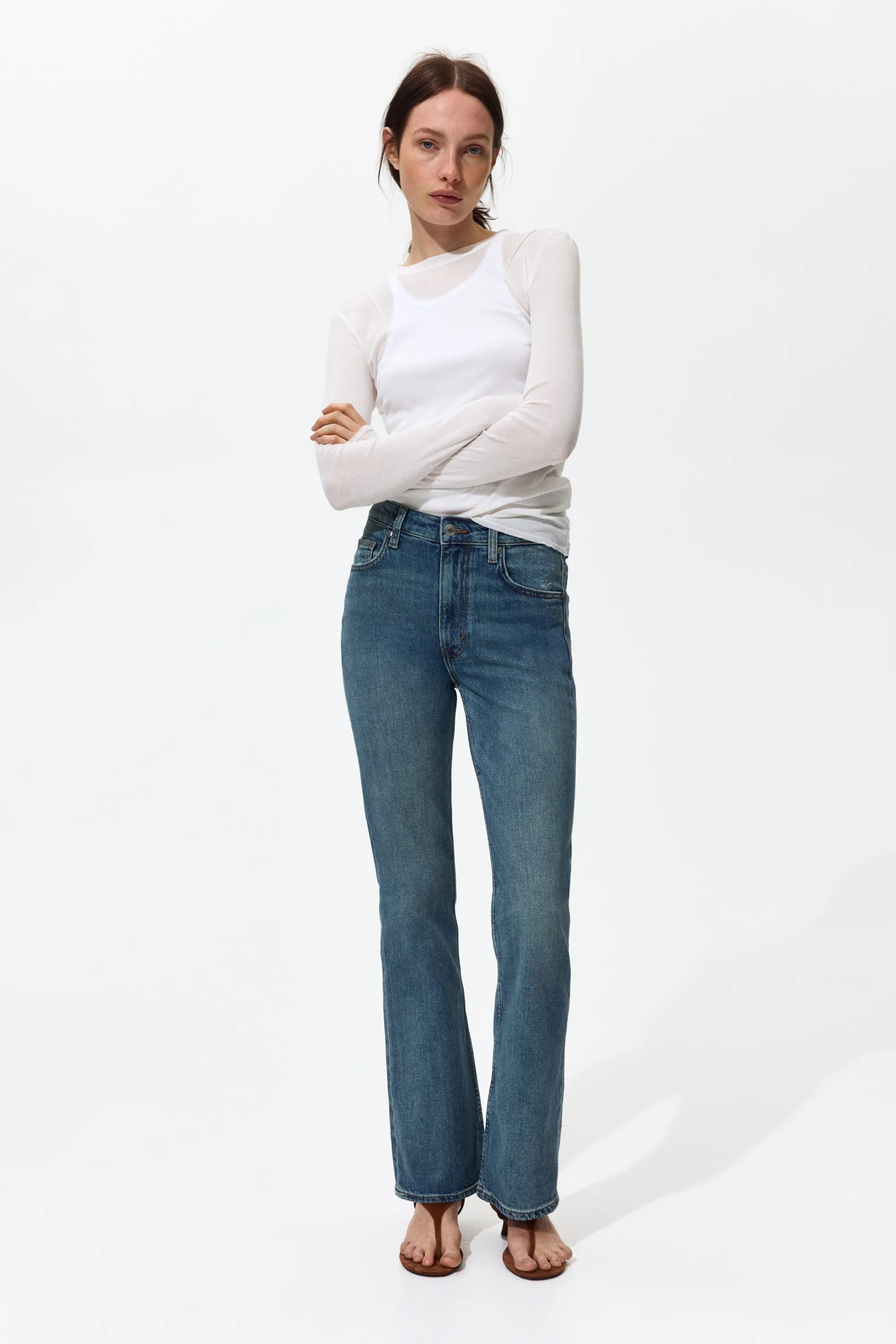 Bootcut High Waist Jeans - Bleu denim