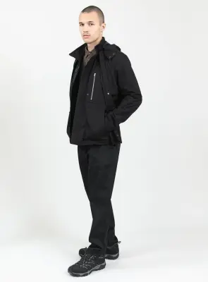 Multi Pockets Flapped Parka in Black Waterproof Teflon — photo 2