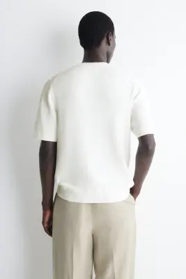 T-SHIRT HENLEY À COL OUVERT - ÉCRU — photo 3