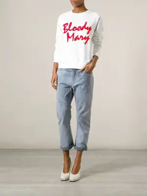 Sweatshirt BLOODY MARY blanc brodé rouge NEUF Prix boutique $268 Taille 34 — photo 3