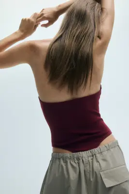 Body dos nu avec dentelle - Rouge prune — photo 2