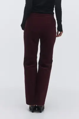 Pantalon évasé en velours - Rouge foncé — photo 2