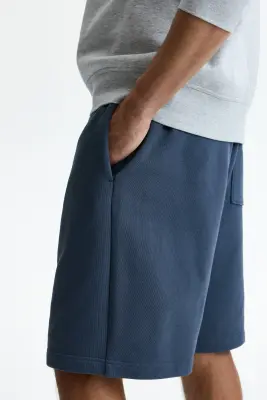 Short Relaxed Fit en coton - Bleu foncé — photo 3