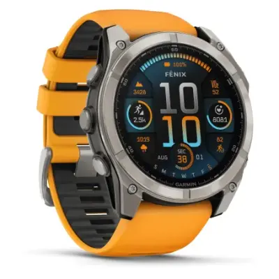 Garmin Fenix 8 Amoled 51mm Verre Sapphire lunette titane bracelet orange/graphite 010-02905-11 — photo 2