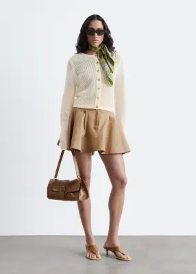 Cardigan en maille ajourée de coton - Écru — photo 2