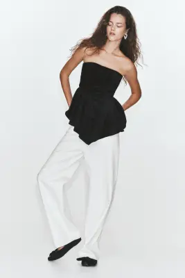 Top bandeau en velours - Noir — photo 3