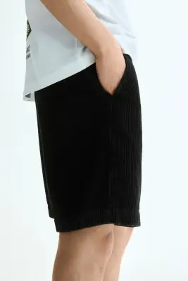 Short Loose Fit en velours côtelé - Noir — photo 2