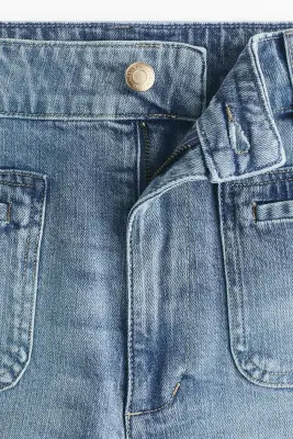 Short taille haute en denim - Bleu denim clair — photo 5