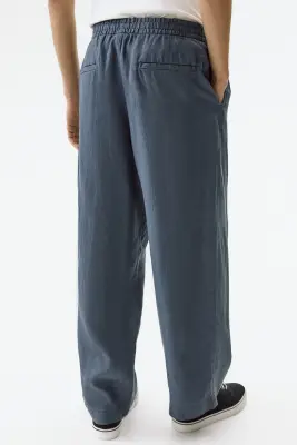 Loose Fit Linen trousers - Bleu ancien — photo 2