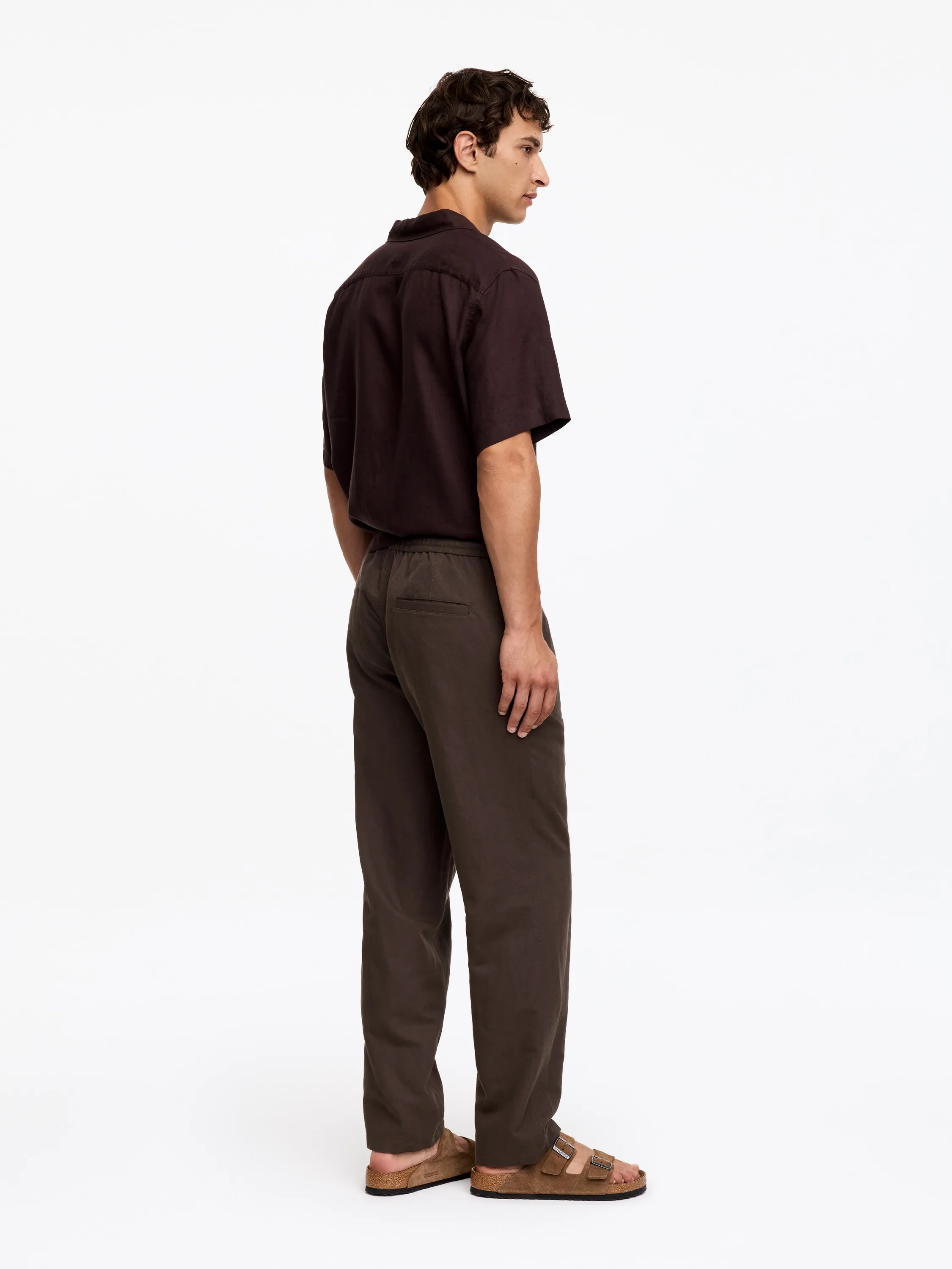 Pantalon en mélange de lin - Marron
