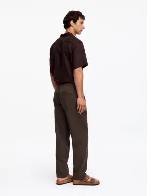 Pantalon en mélange de lin - Marron — photo 1