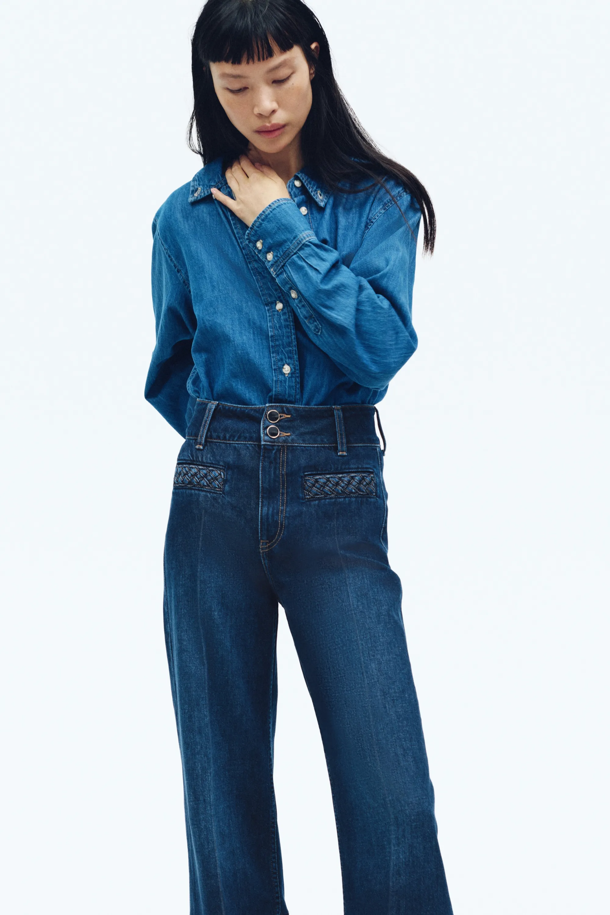 Wide High Jeans - Bleu denim foncé